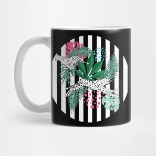 Cheetah with tropical leaves retro inspired pattern Mug